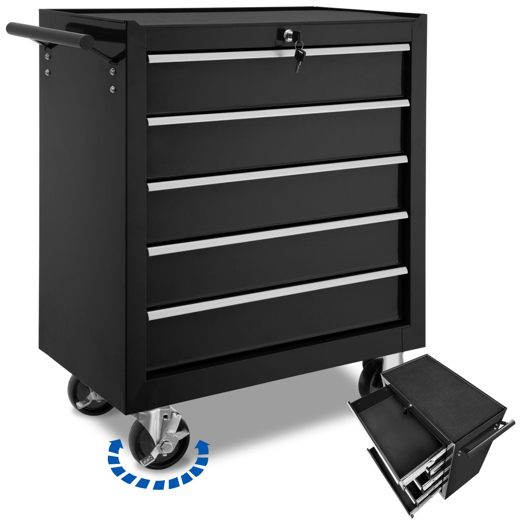 WERKZEUGWAGEN ,Rollen Ø 100 mm,schwarz - Schwarz, Metall (33/79/69cm) - tectake