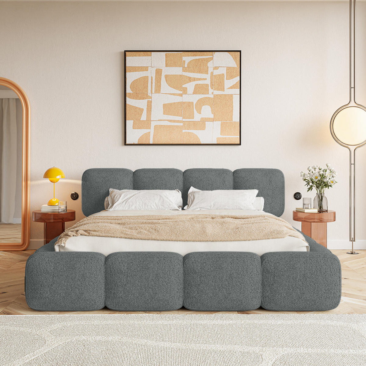 POLSTERBETT BALMONTE 140x200 cm, Dunkelgrau - Dunkelgrau, Textil (200/140cm) - Fedve