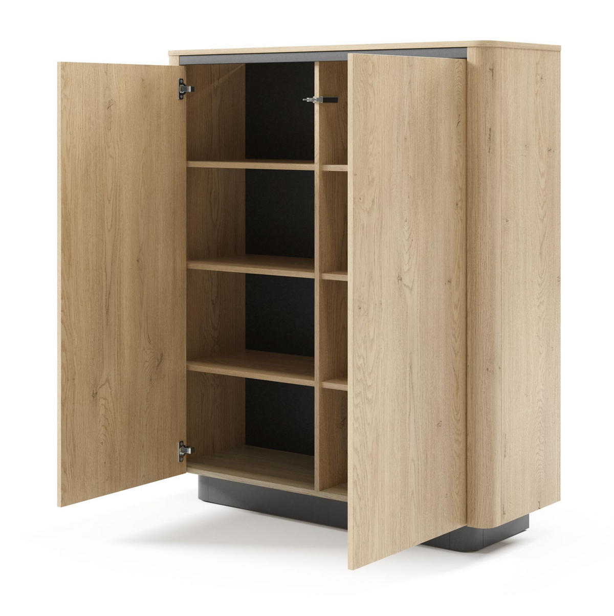 KOMMODE Weiß ORRO Hoch Rund 2 Türen - Beige, Holzwerkstoff (113.2/133.1/38.1cm) - Sepro Meble