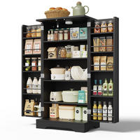 KÜCHENSCHRANK SCHWARZ 120CM MIT LED-BELEUCHTUNG, 60/120/40 cm, MDF, verstellbare Einlegeböden, für Küche und Esszimmer - Schwarz, Holzwerkstoff (40/120/60cm) - Rolipo