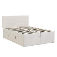 POLSTERBETT 140/200 cm in Beige mit Bettkasten Leinen schlichtes Design - Beige, Holzwerkstoff/Textil (140/200cm) - STILVORA