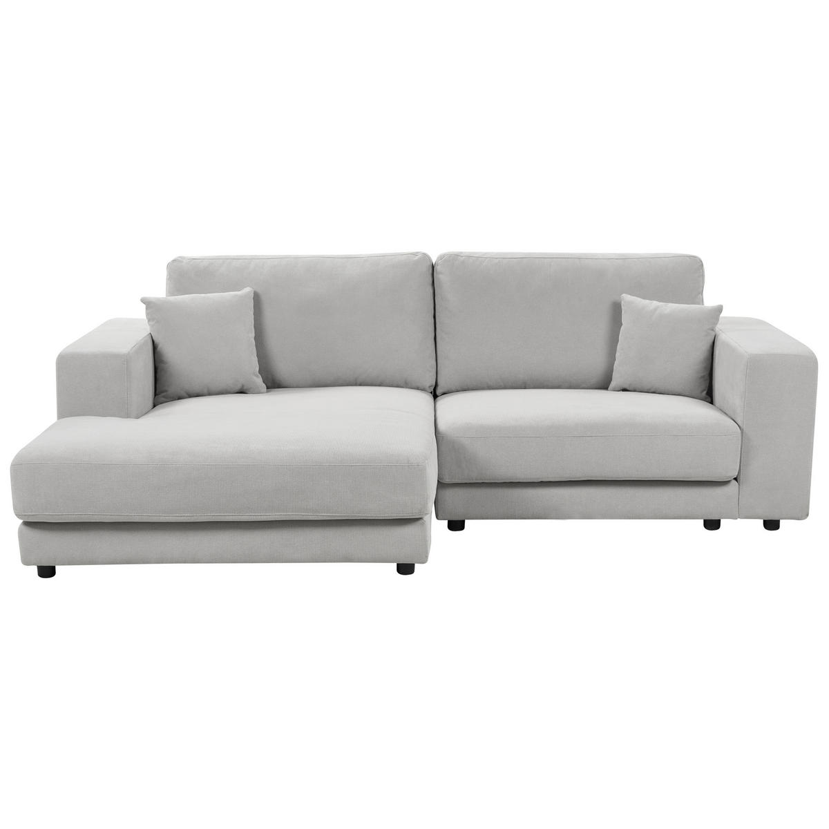 3-SITZER-ECKSOFA hellgrau linksseitig Lofoten - Schwarz/Grau, Textil (250/190cm) - Beliani