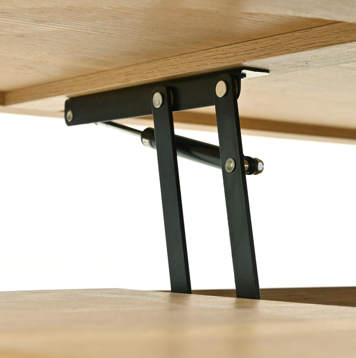 COUCHTISCH in Naturfarben Wohnzimmertisch mit anhebbarer Tischplatte und ausziehbarem Regal, B110/T55.5/H40cm - Naturfarben, Holzwerkstoff/Metall (55.5/110/55cm) - STILVORA