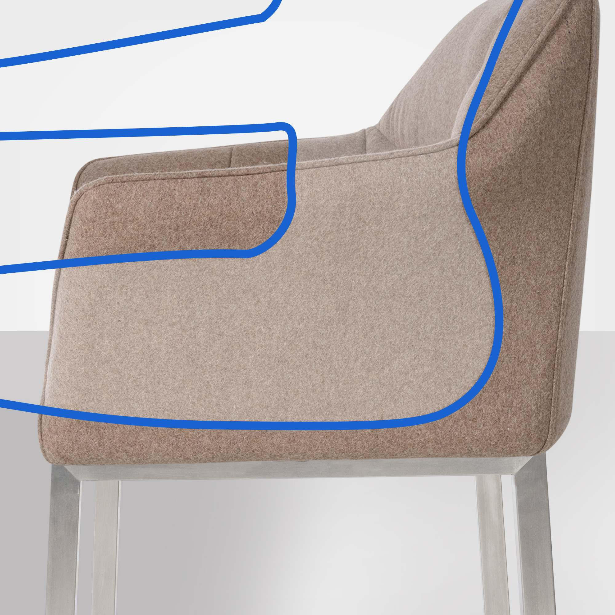 BARHOCKER Filz taupe - Taupe/Edelstahlfarben, Textil/Metall (64/110/48cm) - CLP