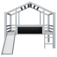 HOCHBETT 90/200 cm Grau mit Sicherheitsleiter, Sicherheitsrutsche und Graffiti-Tafel - Grau, Holz (90/200cm) - Oxeza