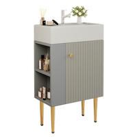 WASCHBECKENSCHRANK mit Ablagefächern Grey/White - Grau, Holzwerkstoff (31/91.5/55cm) - Beauniv