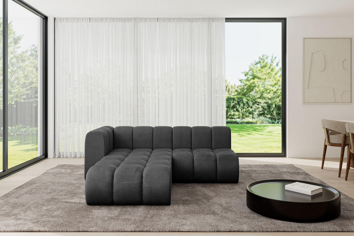 ECKSOFA modulares Sofa Darnel-L1 - 205x177x70 cm Schwarz - Schwarz, Holzwerkstoff/Textil (205/177cm) - ALTDECOR