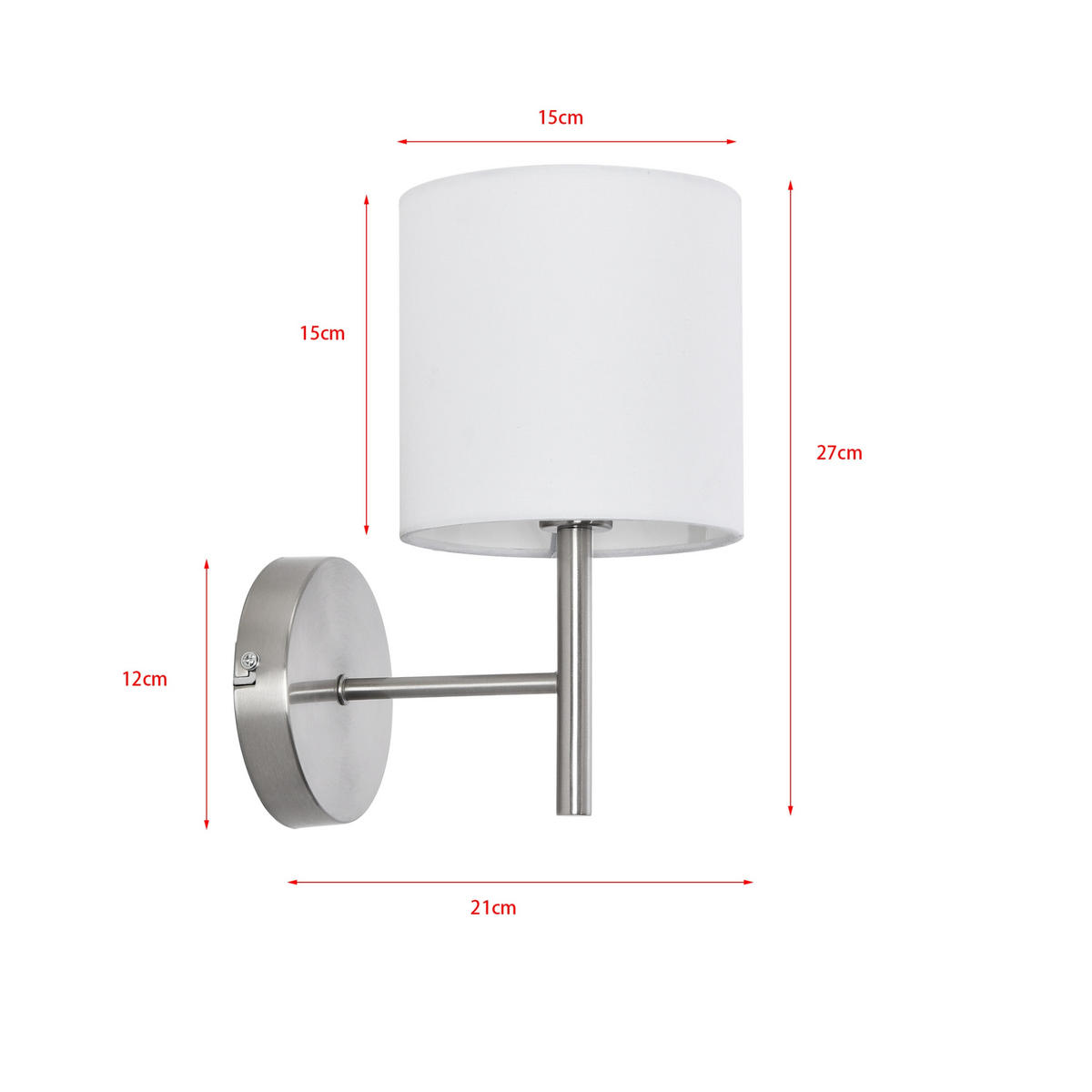WANDLEUCHTE Winsford - Silberfarben/Weiß, Textil/Metall (21/27/15cm) - lux.pro