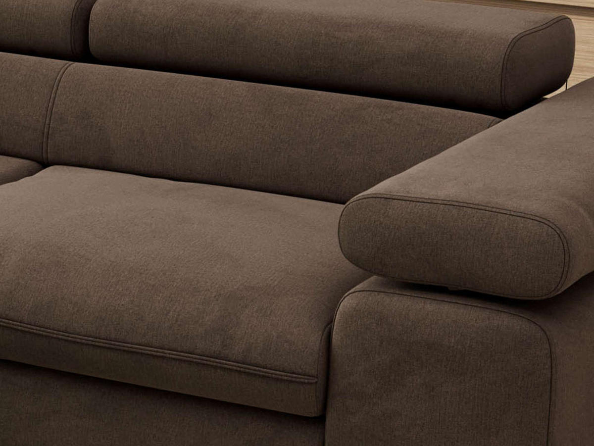 ECKSOFA PABLO L Braun Velvet - Links Seite mit Visco Topper - Schwarz/Braun, Textil/Metall (208/273cm) - MKS