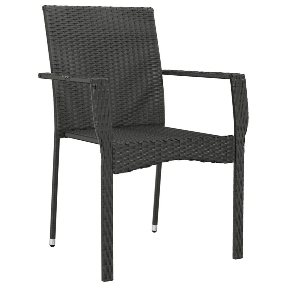 GARTENSTÜHLE mit Kissen 4 Stk. Poly Rattan Schwarz - Schwarz, Holz (59/88/53.5cm) - furnicato