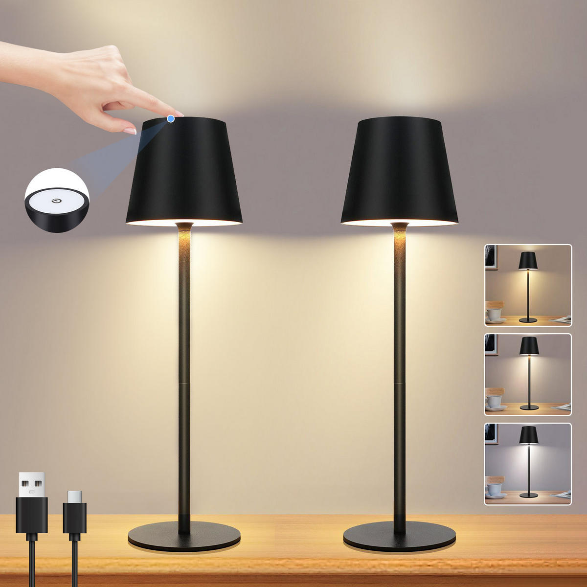 TISCHLAMPE Thalia 11/11/37.5 cm - Schwarz, Metall (11/11/37.5cm) - ZMH