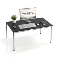 SCHREIBTISCH VST1 140 x 90 cm Schwarz – höhenverstellbar - Chromfarben/Schwarz, Holzwerkstoff (140/90/75.5cm) - Versee