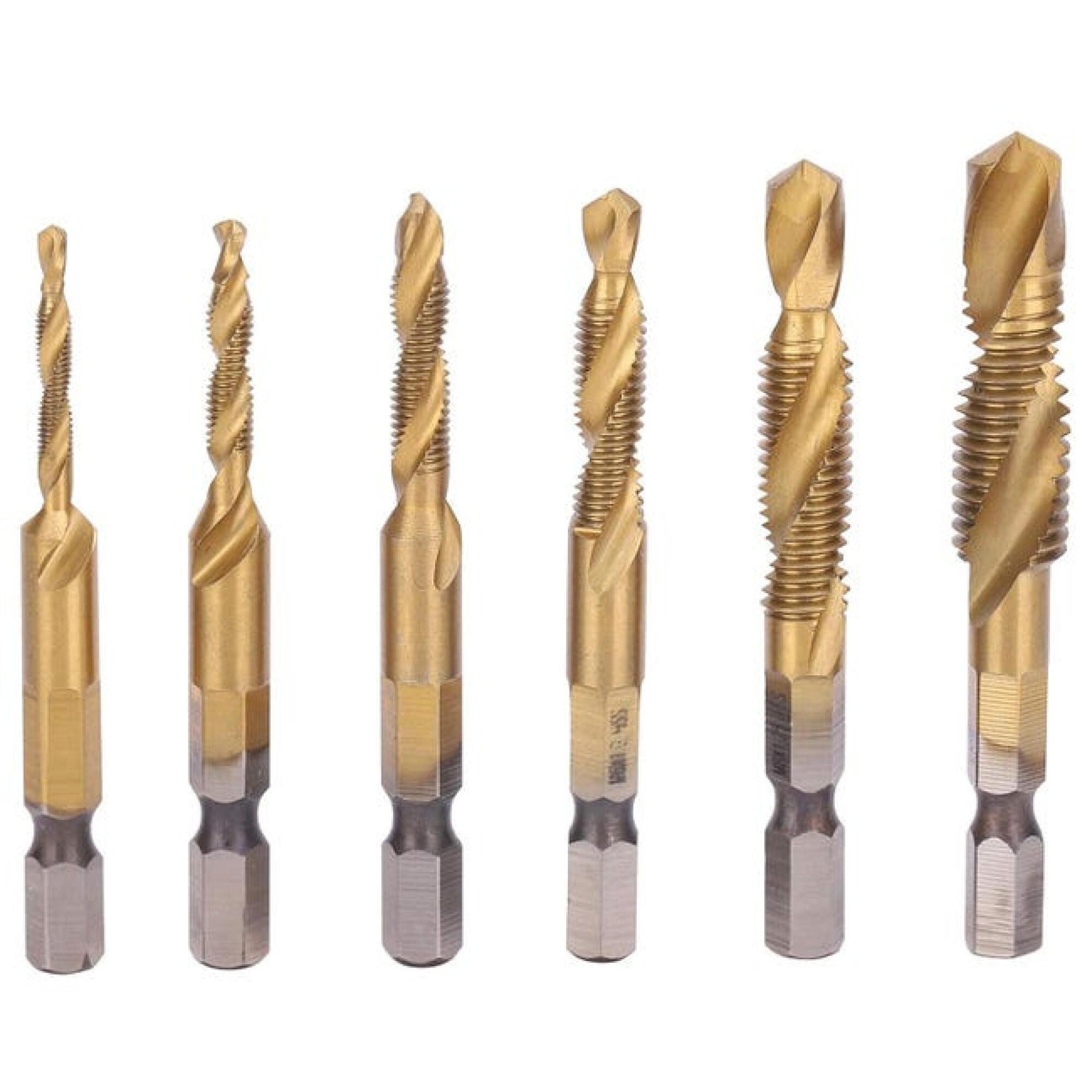 BOHRER - Schnellarbeitsstahl, Schneckenschaft (6-teiliges Set) - Gelb, Metall (7/1/1cm) - DCA