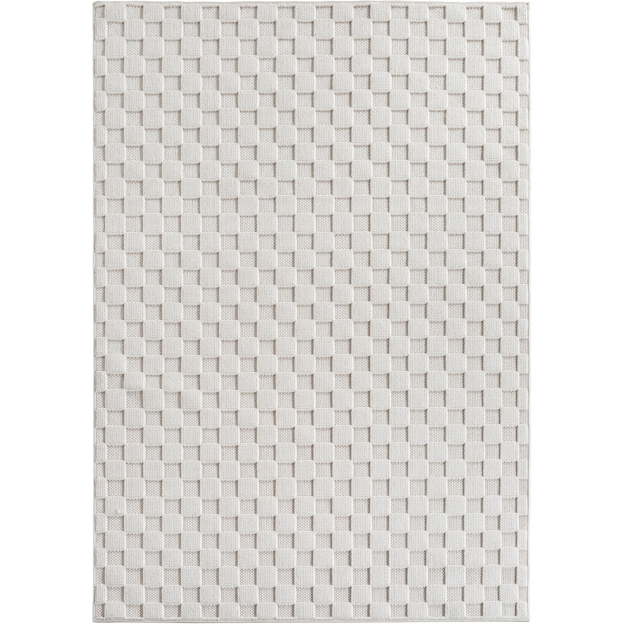 TEPPICH Flachgewebe LANGAU in Creme, mit Schachbrettmuster, 240 x 340 cm - Creme, Textil (240/340cm) - KADIMA DESIGN