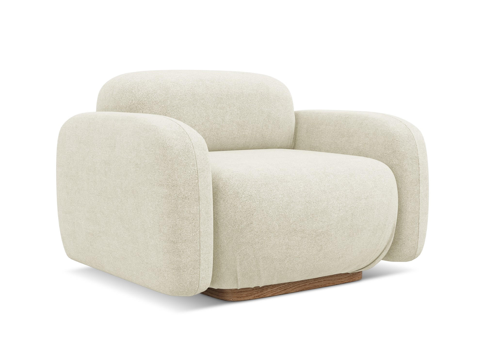 SESSEL Bouclé Stoff Weiß - Weiß/Braun, Holz/Textil (110/73/95cm) - Makamii