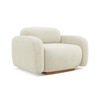 SESSEL Bouclé Stoff Weiß - Weiß/Braun, Holz/Textil (110/73/95cm) - Makamii