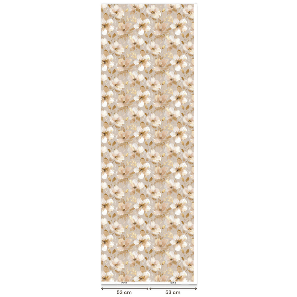 TAPETE - Blumen - künstlerisch - Gold - 100x280 cm - Beige, Papier (100/280cm) - OnlyWow