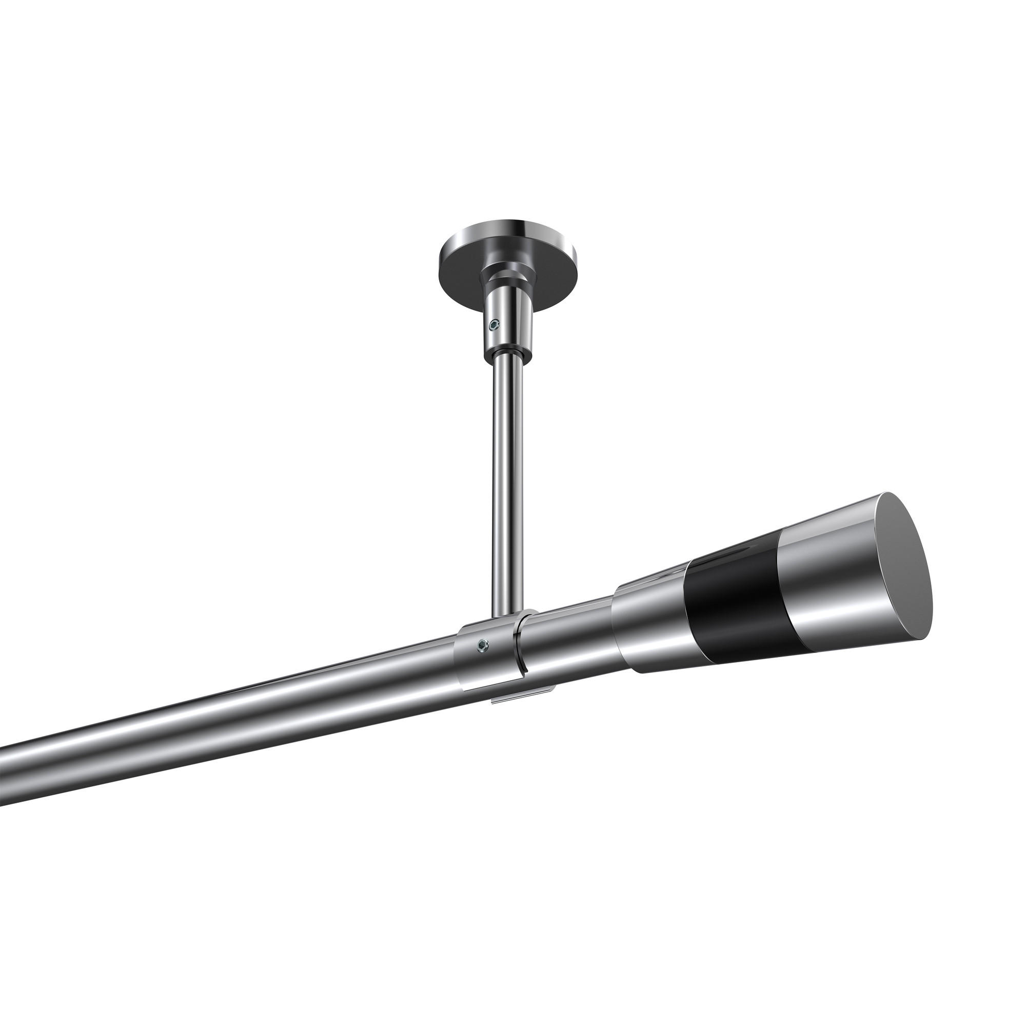 GARDINENSTANGEN-SET Sonette Tanara 100 cm, 1-läufig, 20 mm Ø Chrom - Chromfarben/Schwarz, Metall (100cm) - INTERDECO