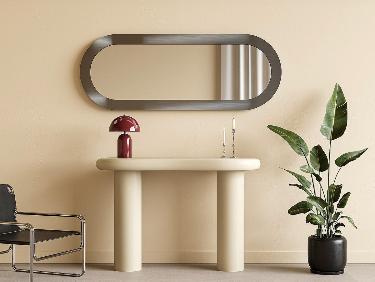 WANDSPIEGEL - 60 cm x 9 cm - Metall - Silberfarben - ZIRYA - Silberfarben, Metall (60/160/9cm) - Vente-Unique