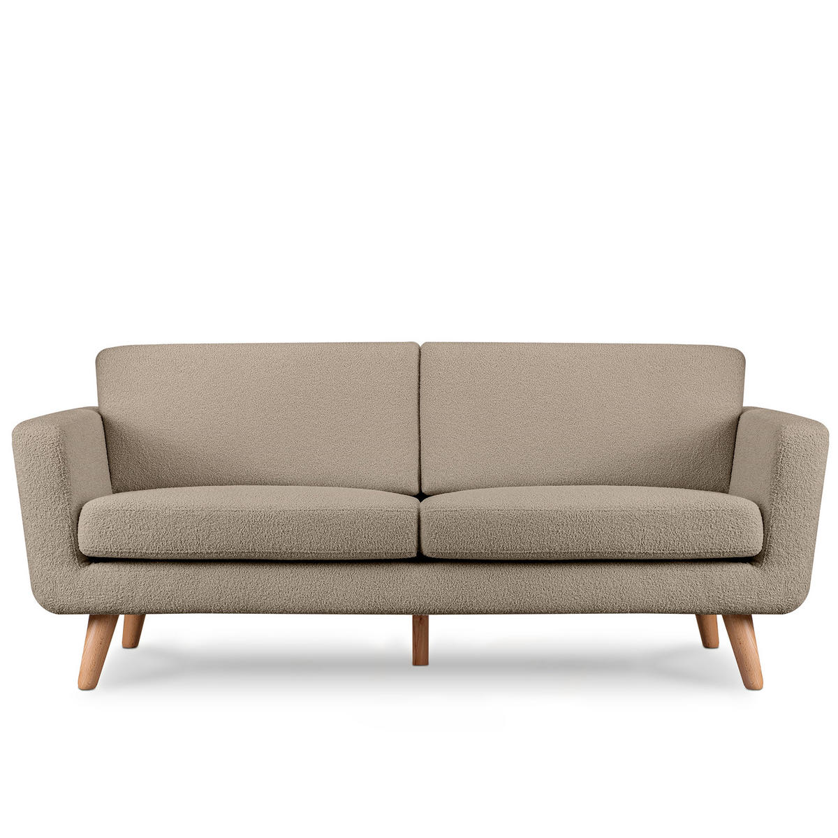 3-SITZER-SOFA TAGIO mit Armlehnen, Dunkelbeige - Graubraun/Beige, Buchenholz/Textil (88/80/190cm) - KONSIMO®