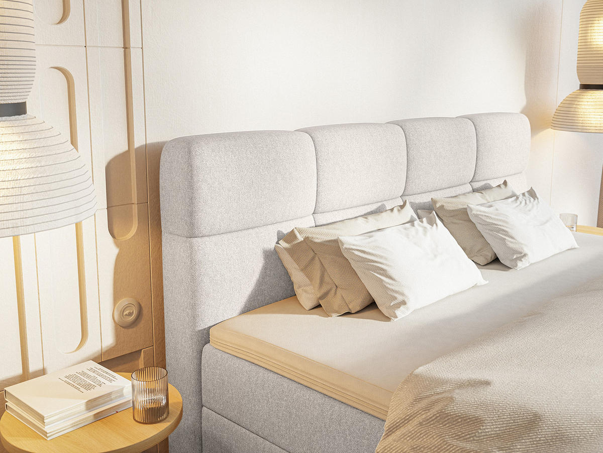 BOXSPRINGBETT ALZEA 160x200 cm, Weiß - Weiß, Textil (160/200cm) - Fedve