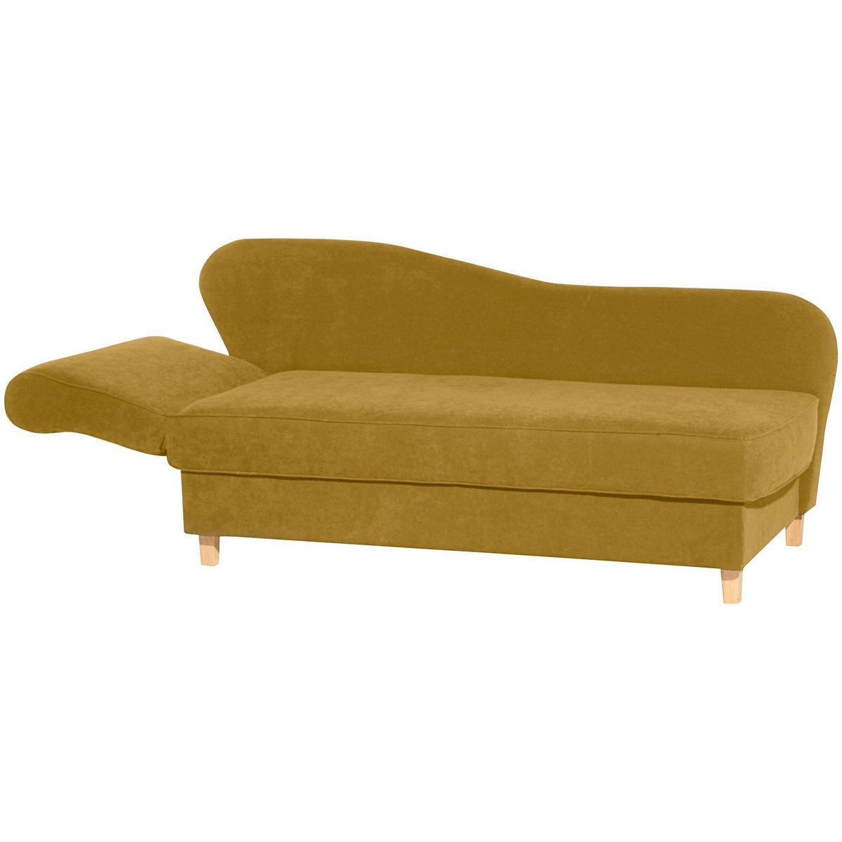 RECAMIERE mit Armteil links klappbar Katia Bezug Veloursstoff Buche natur / mais - Gelb, Kunststoff (190/82/88cm) - 58aufmkessel