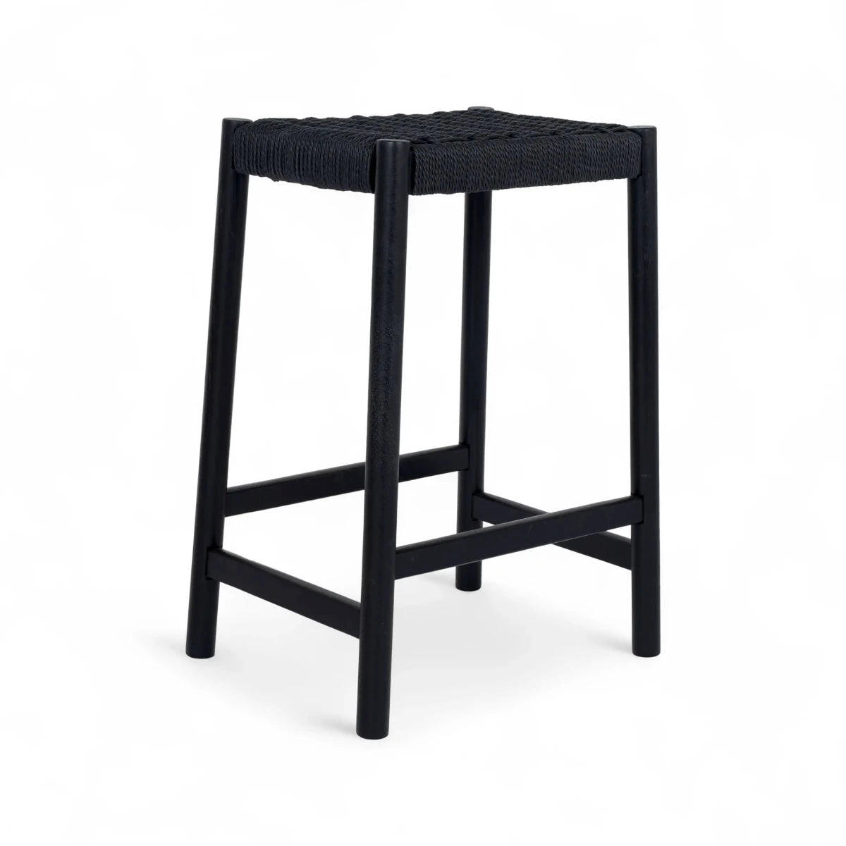 BARHOCKER 1 Stück in Rattan / Eiche Schwarz - Schwarz, Holz/Papier (44/66/37cm) - Furnhouse