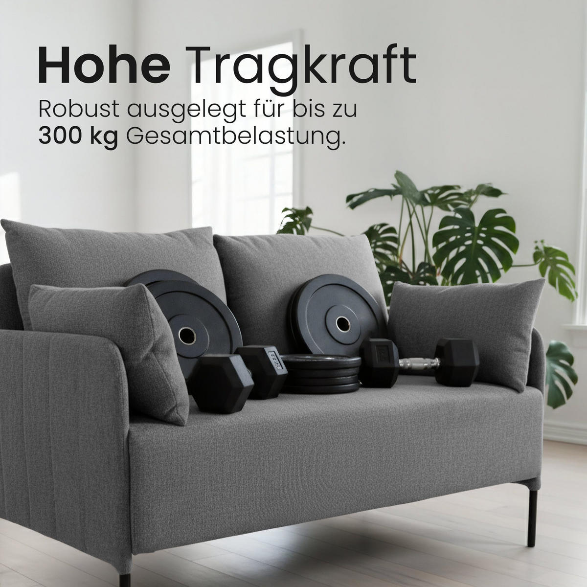 SOFA 131/79 cm Stoff Hellgrau - Hellgrau/Schwarz, Textil/Metall (131/79/79cm) - CLP