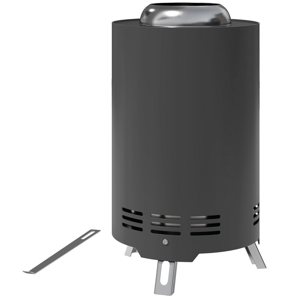 FEUERSCHALE DE-10369 rauchfrei mit Schürhaken Grau - Grau, Metall (16/25/16cm) - ComfortXL