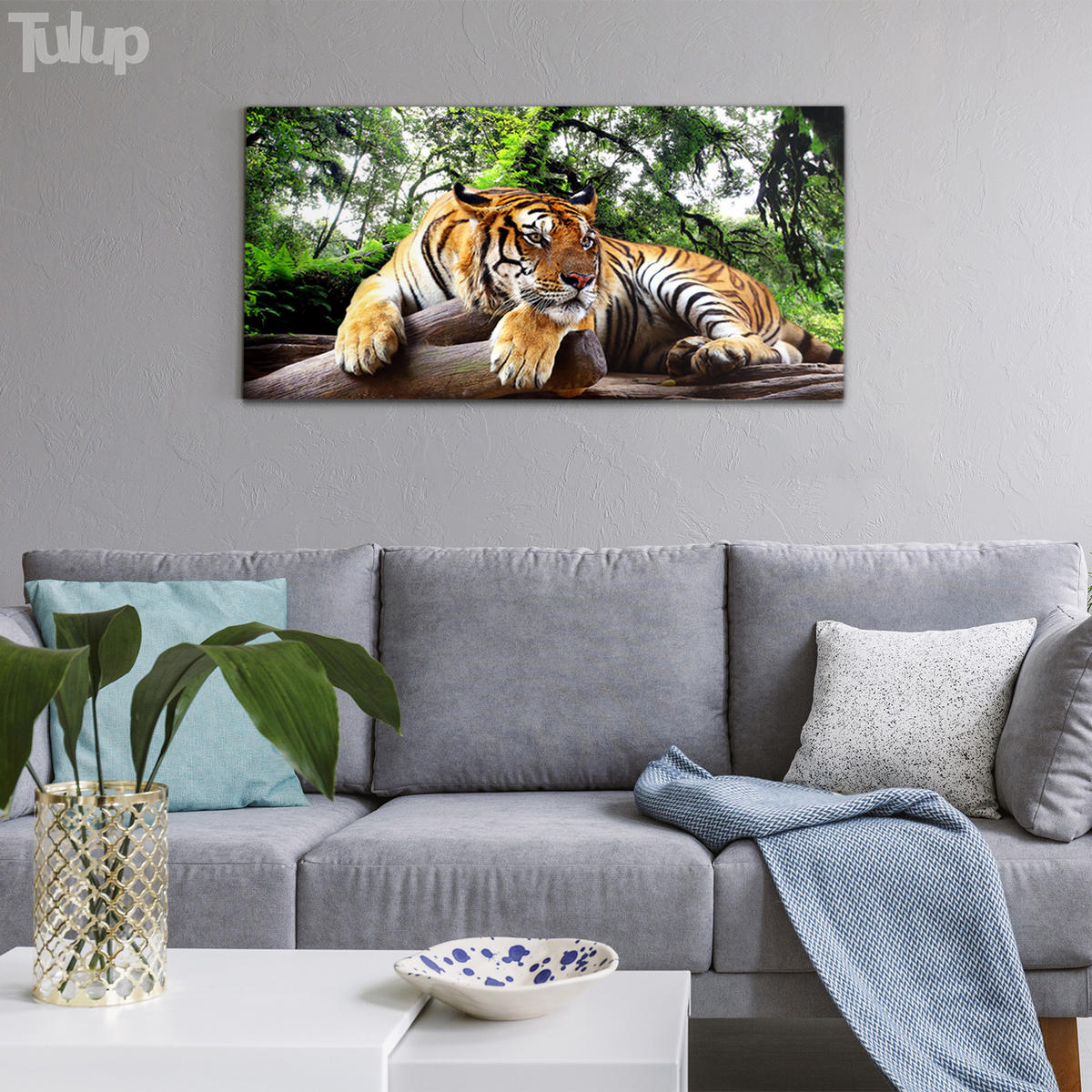 GLASBILD 120x60 cm Tiger - Hellbraun, Glas (120/60cm) - TULUP