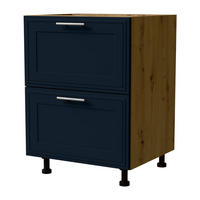 SCHUBLADENUNTERSCHRANK Salo D2/60 Eiche Artisan / Indigo Matt 60 / 50 / 82cm - Blum Teilauszug - Eiche Artisan/Dunkelblau, Holz/Holzwerkstoff (60/82/50cm) - Feldmann-Wohnen