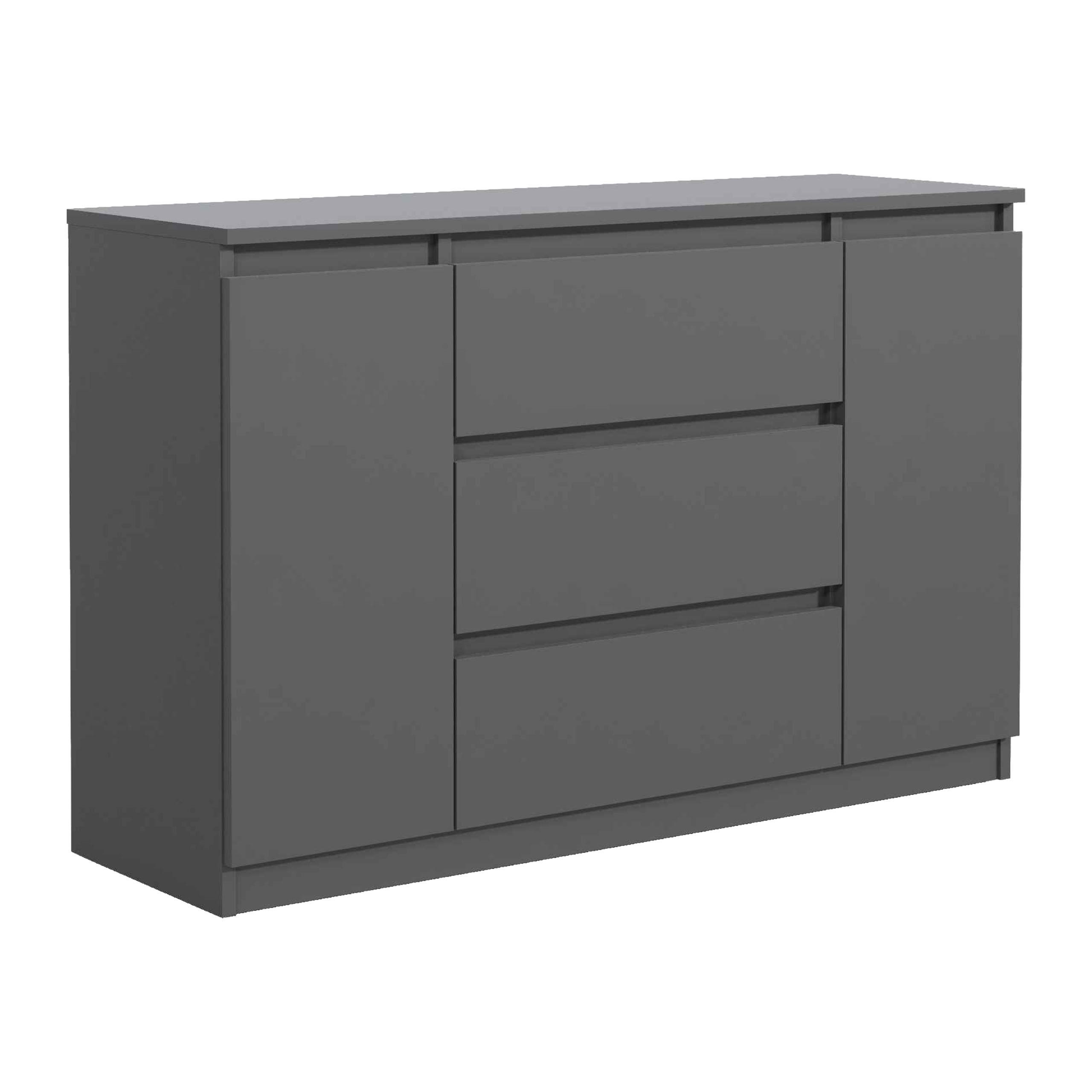 KOMMODE NUDO 120/78,5/39cm mit 3 Schubladen 2 Türen Anthrazit - Anthrazit, Holzwerkstoff (120/78.5/39cm) - MASSENO