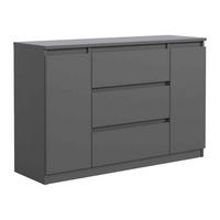 KOMMODE NUDO 120/78,5/39cm mit 3 Schubladen 2 Türen Anthrazit - Anthrazit, Holzwerkstoff (120/78.5/39cm) - MASSENO