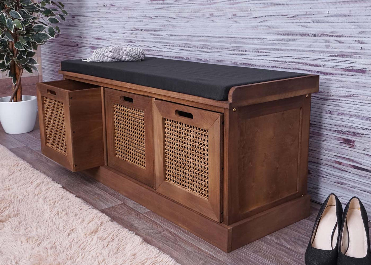 SITZBANK AUFBEWAHRUNGSBOXEN Schwarz - Schwarz, Holz (110/47/40cm) - Jamb