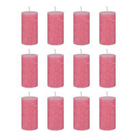 STUMPENKERZE (12er-Set) Rustic Ø6,8 x 13 cm - Pink, Paraffin (7/13/7cm) - Butlers