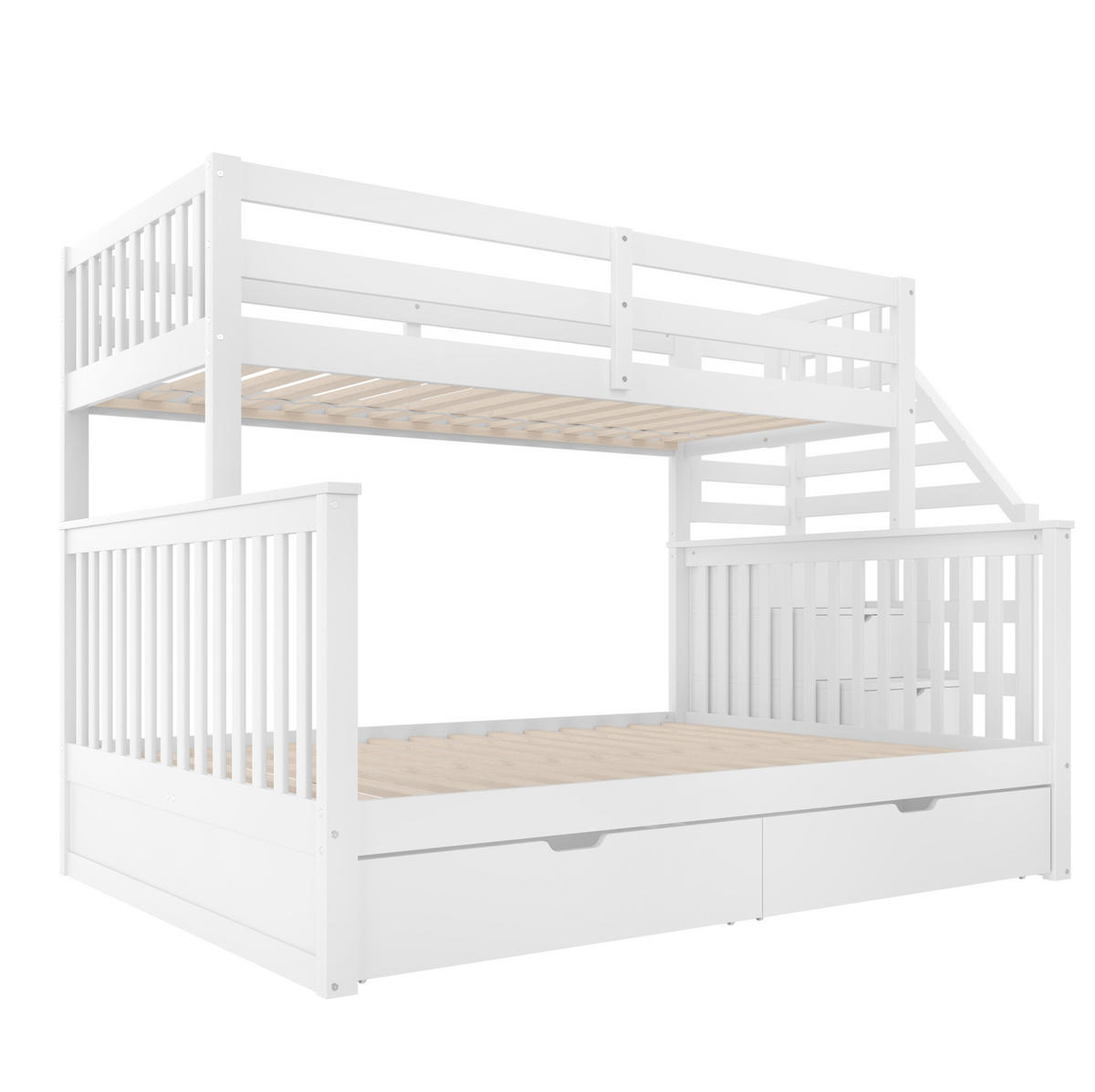 ETAGENBETT 90/200 und 140/200 cm aus Kiefer mit Schubladen in Weiß - Weiß, Holzwerkstoff (90/200cm) - Flora Grace