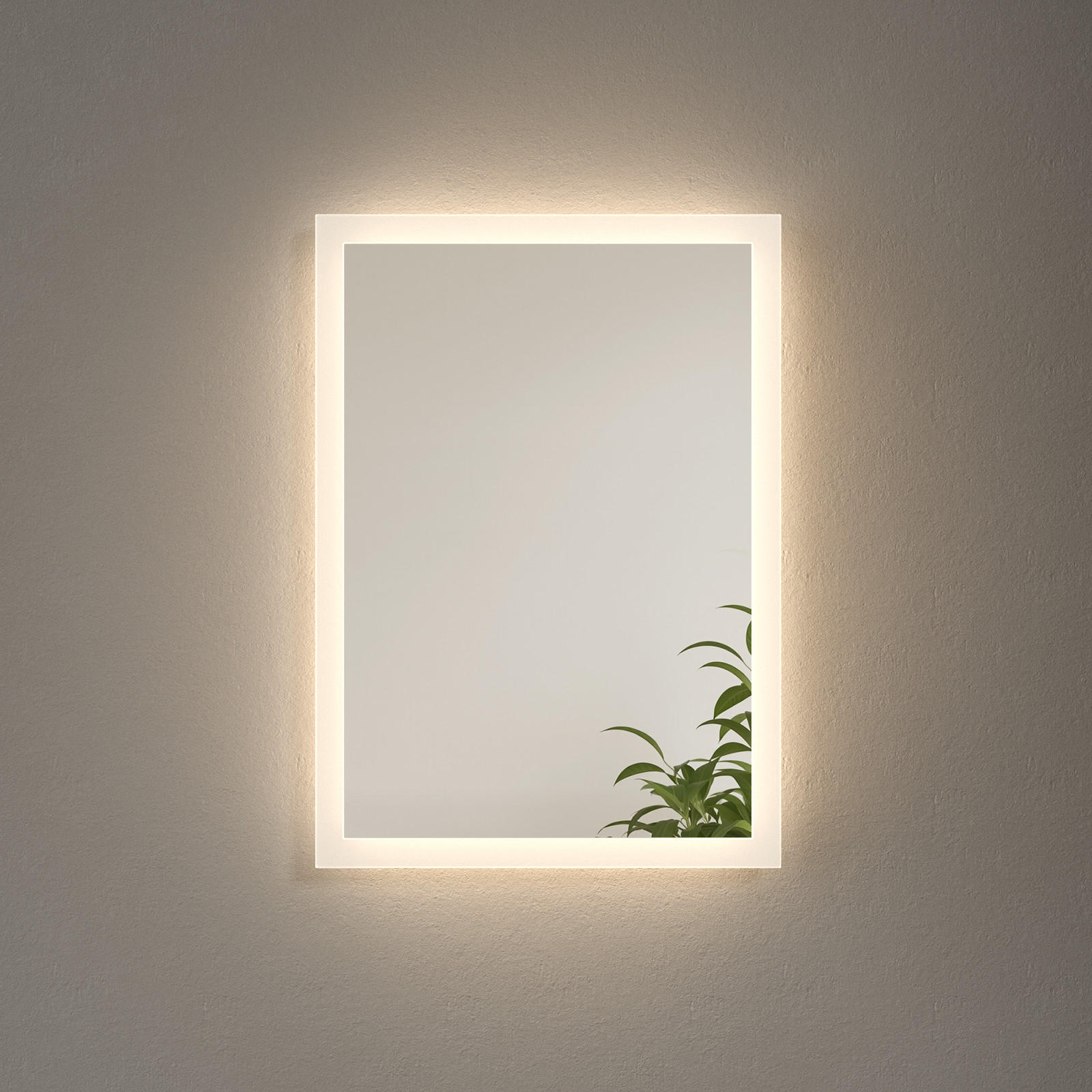 BADSPIEGEL mit Antibeschlag Beleuchtung 70/50/3,5 cm - Weiß, Glas (50/3.5/70cm) - EMKE