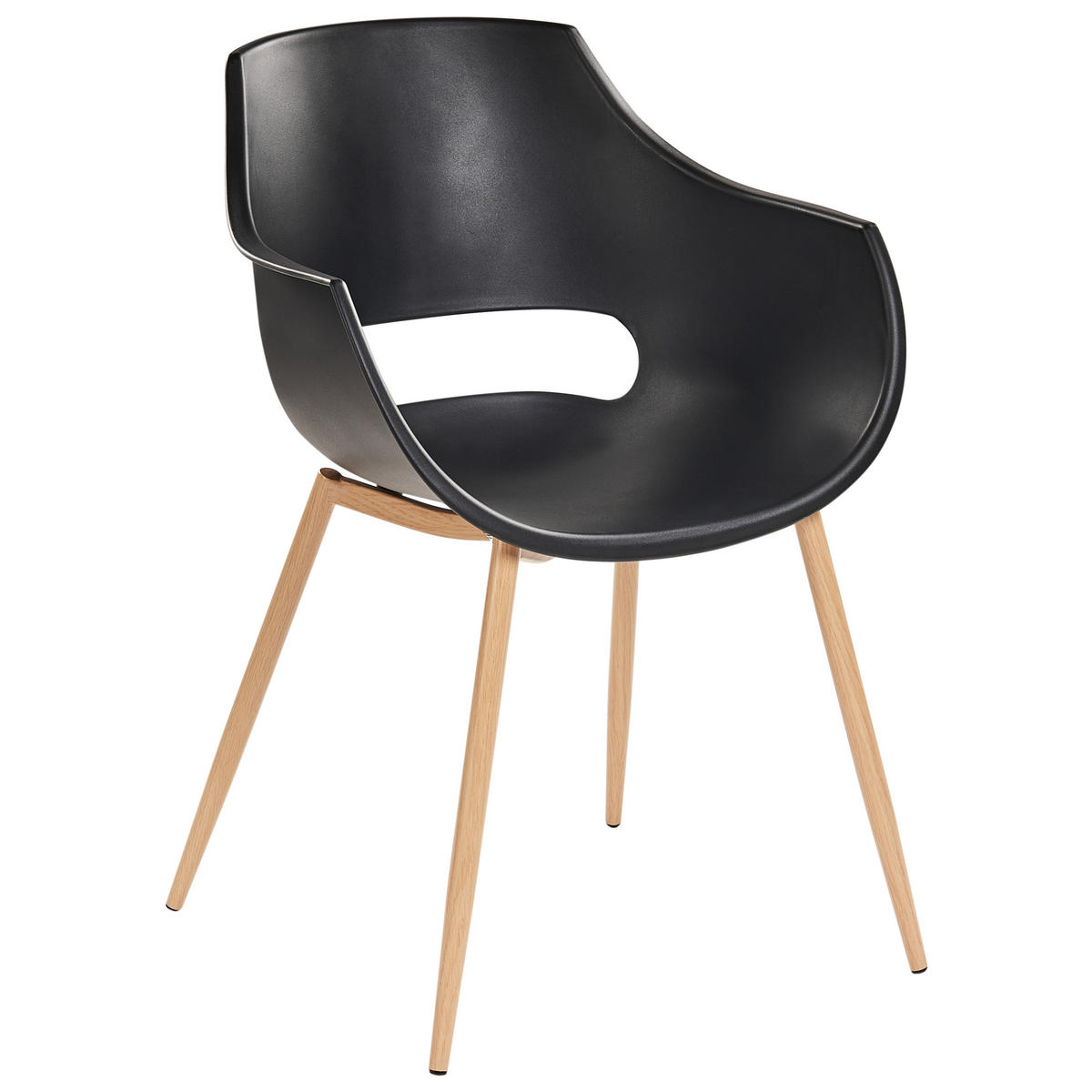 ESSZIMMERSTUHL 4er-Set Schwarz Millers - Schwarz/Braun, Kunststoff (55/82/60cm) - Beliani