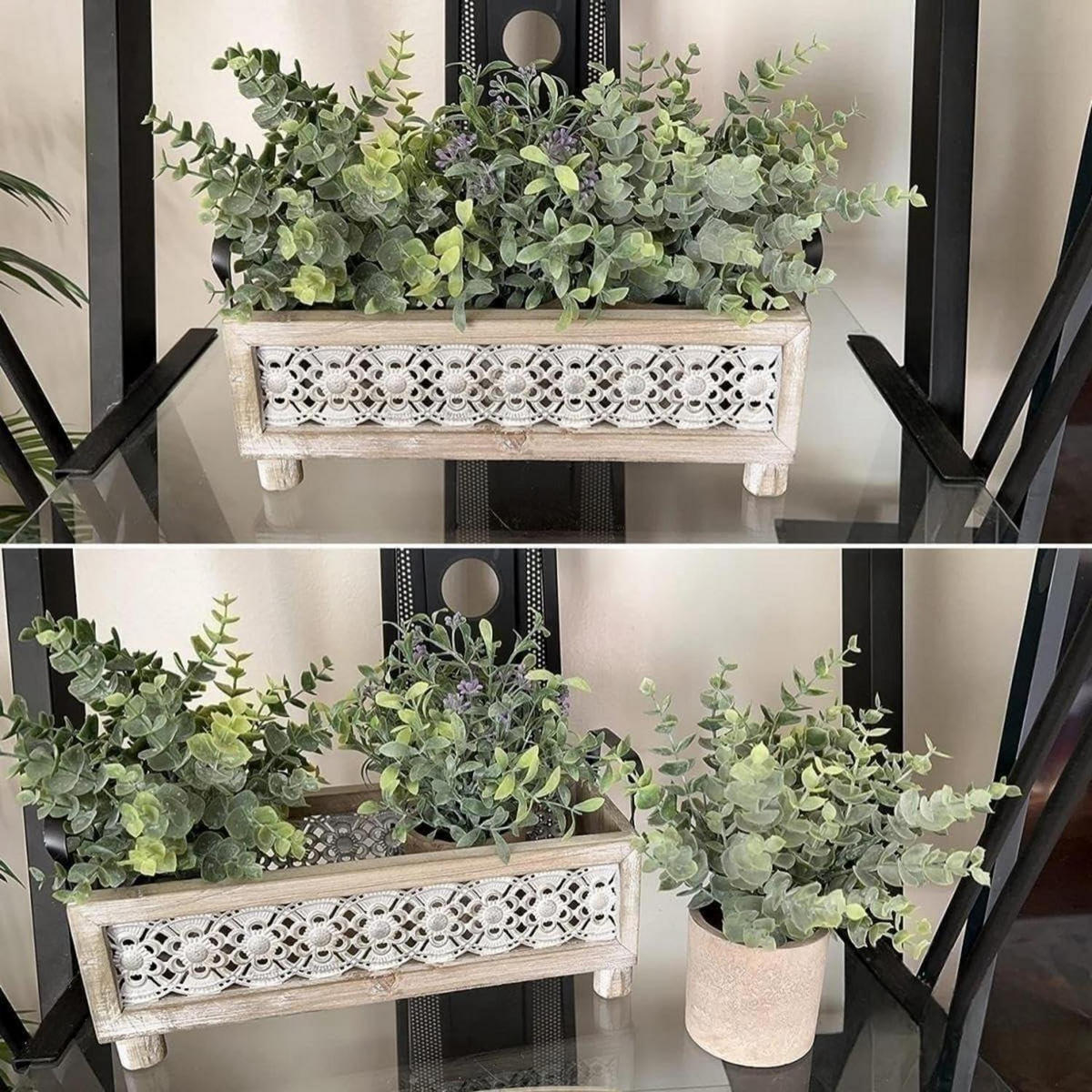 KUNSTPFLANZEN 3-teiliges Set Eukalyptus mit braunem Topf - Multicolor, Kunststoff (15cm)