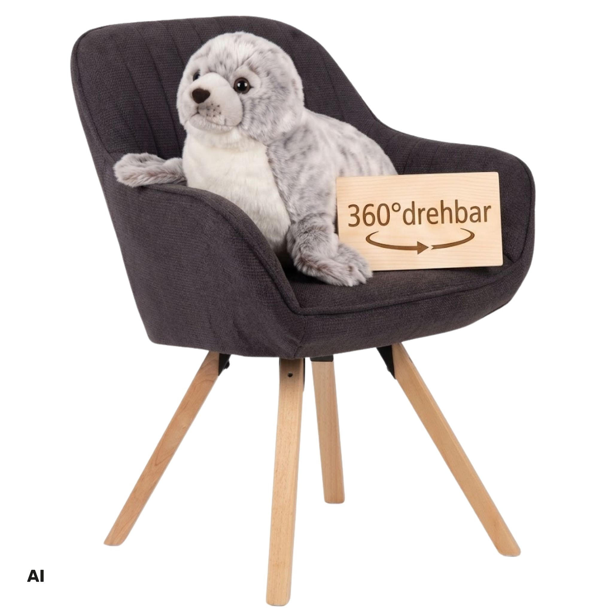 ESSZIMMERSTUHL Matera, drehbar - Dunkelgrau/Braun, Naturmaterialien/Textil (59/84/61cm) - Mr. Deko