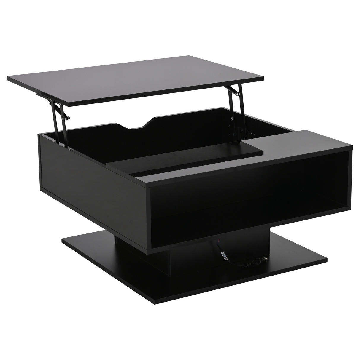 COUCHTISCH höhenverstellbar 80 x 75 x 40 cm Hochglanz Schwarz mit Stauraum - Schwarz, Holzwerkstoff (80/75/40cm) - Meubliv