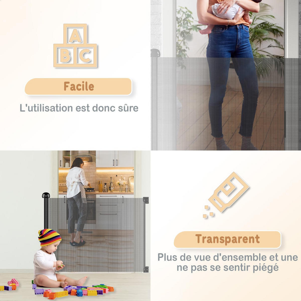 TREPPENSCHUTZGITTER Rollbares Türgitter 80 x 130 cm Schwarz - Schwarz, Kunststoff (130/4cm) - Twinky