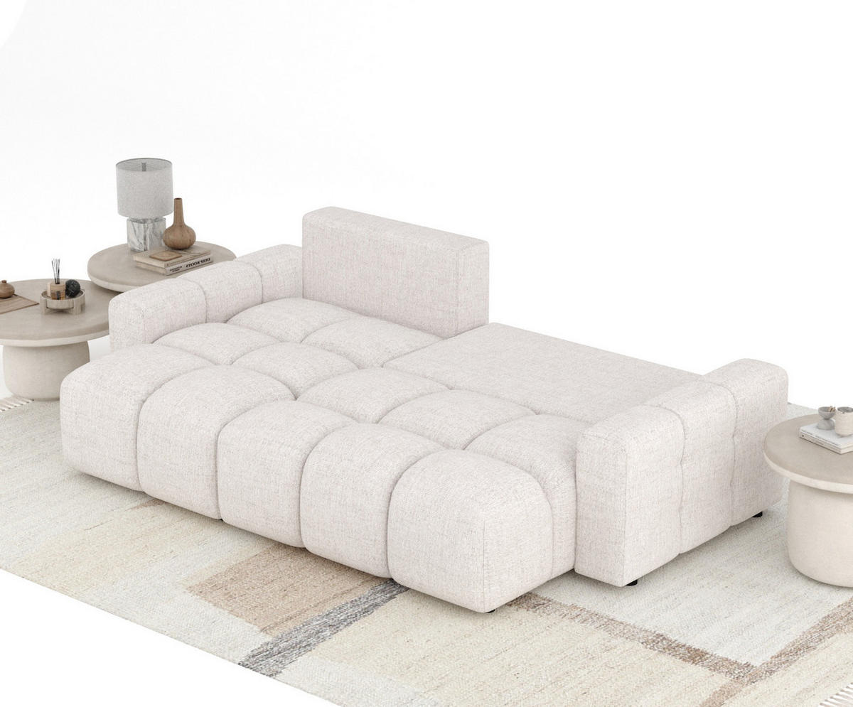 ECKSOFA MIT SCHLAFFUNKTION Ucci Beige Webstoff - Beige/Schwarz, Holz/Holzwerkstoff (233/142cm) - Maison de Reve