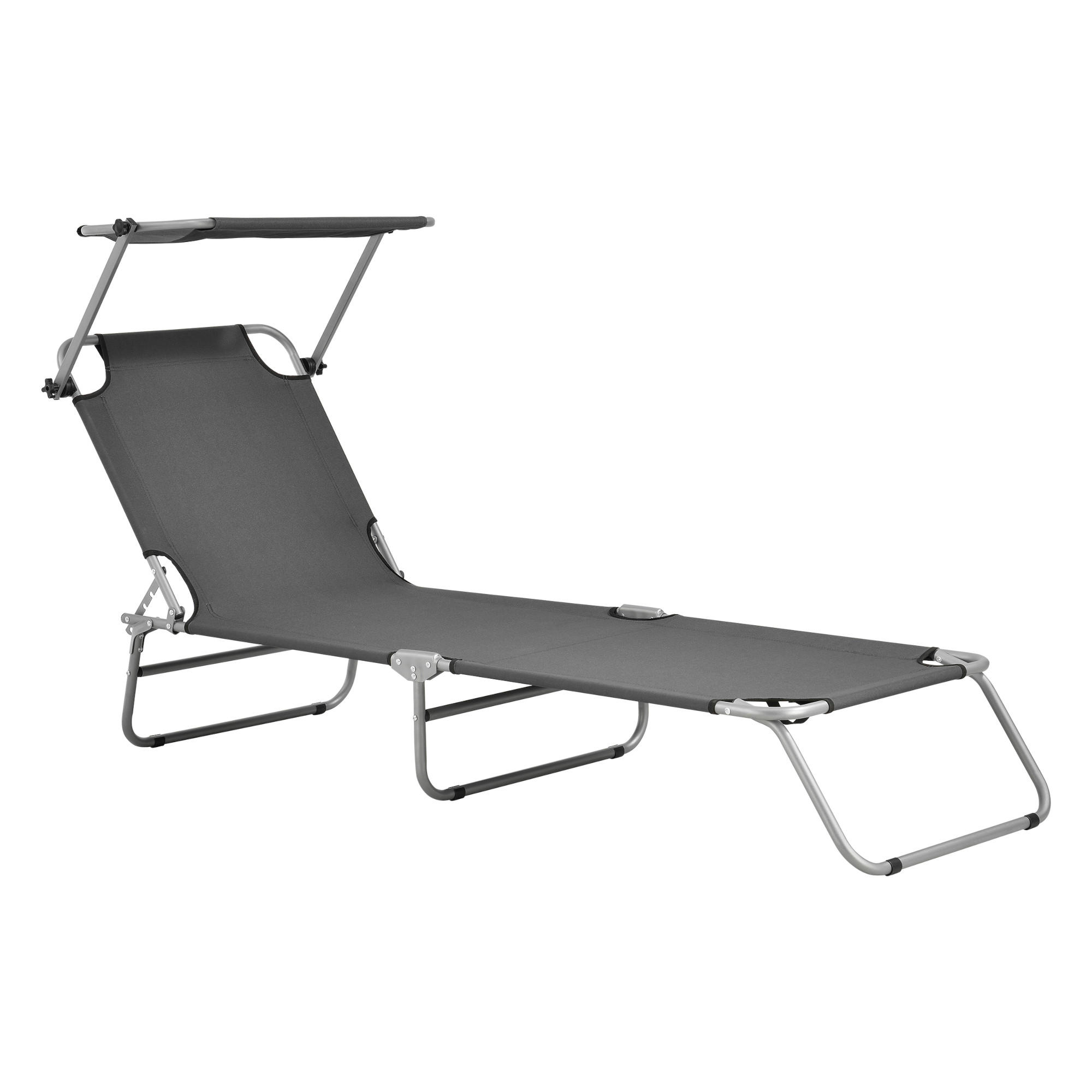 SONNENLIEGE Argozelo - Dunkelgrau, Textil/Metall (186/24/55cm) - casa.pro