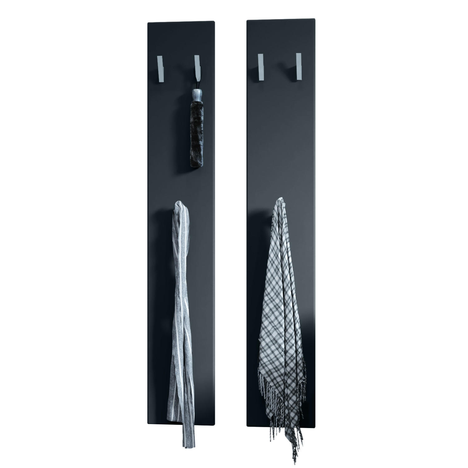 GARDEROBENPANEEL Wandpaneel Schwarz matt - Schwarz, Holzwerkstoff (24/140/2cm) - Vladon