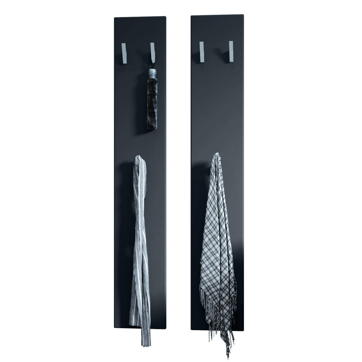 GARDEROBENPANEEL Wandpaneel Schwarz matt - Schwarz, Holzwerkstoff (24/140/2cm) - Vladon