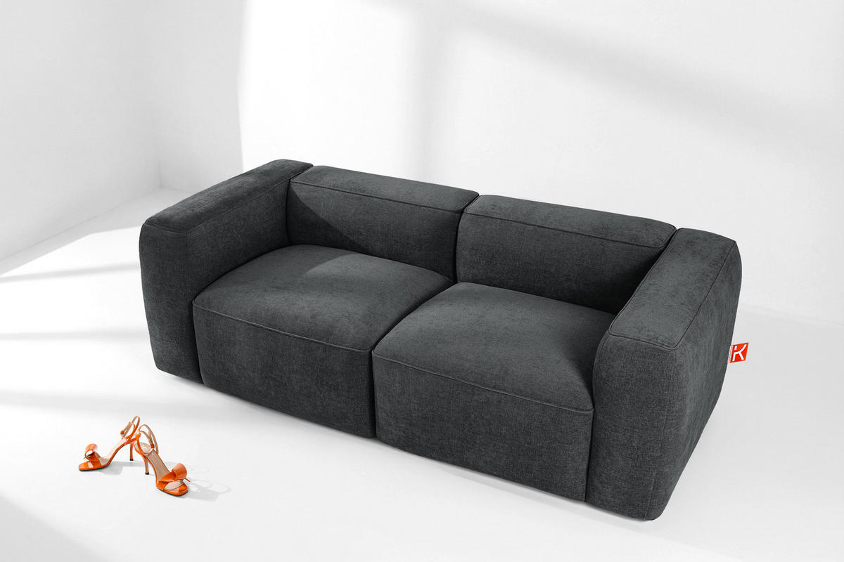 2-SITZER SOFA FUBBO, Anthrazit - Anthrazit, Holz/Holzwerkstoff (210/73/96cm) - KONSIMO®