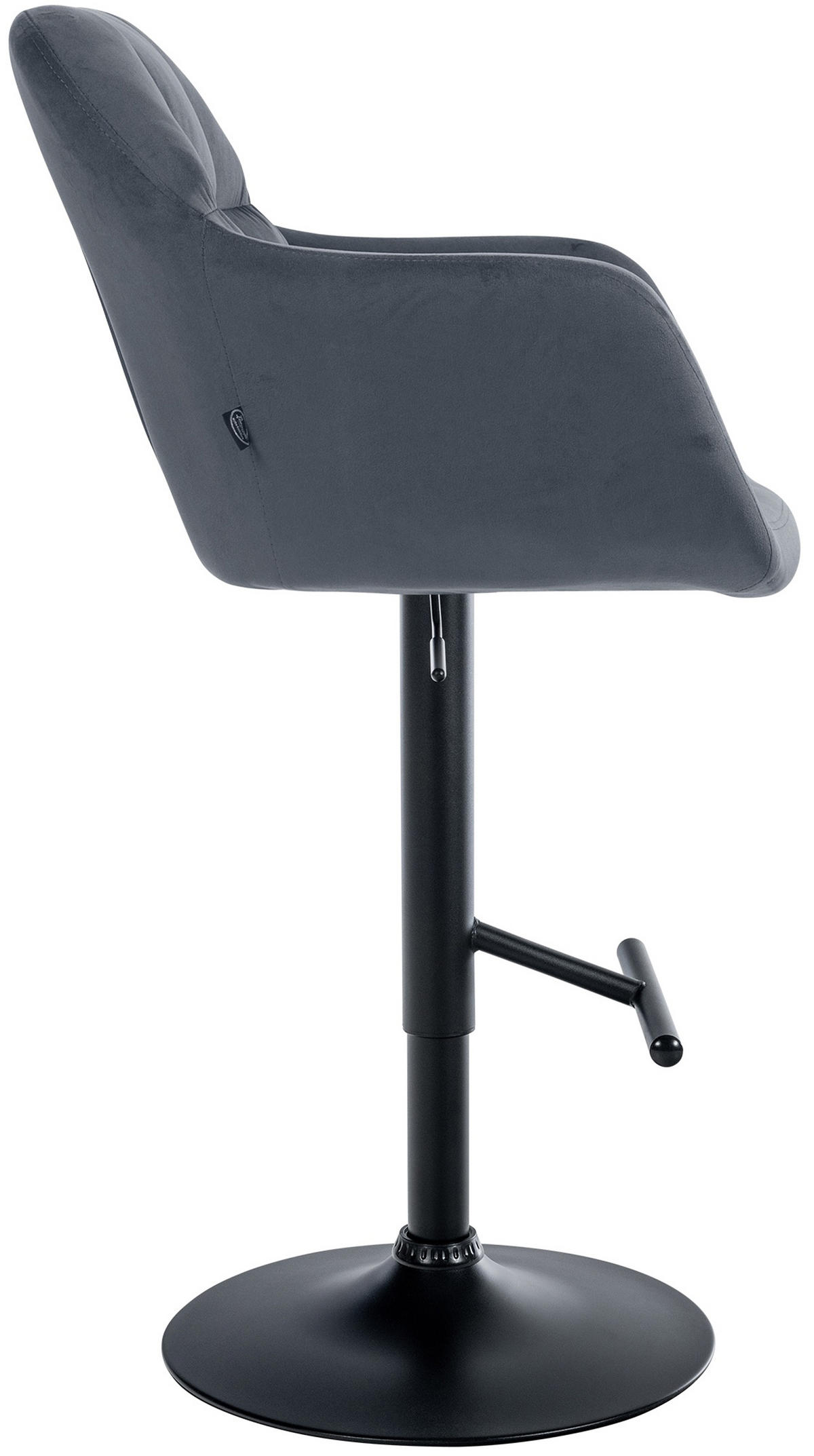 BARHOCKER Nardo Samt schwarz dunkelgrau - Schwarz/Grau, Textil/Metall (57/118/59cm) - TPFLiving