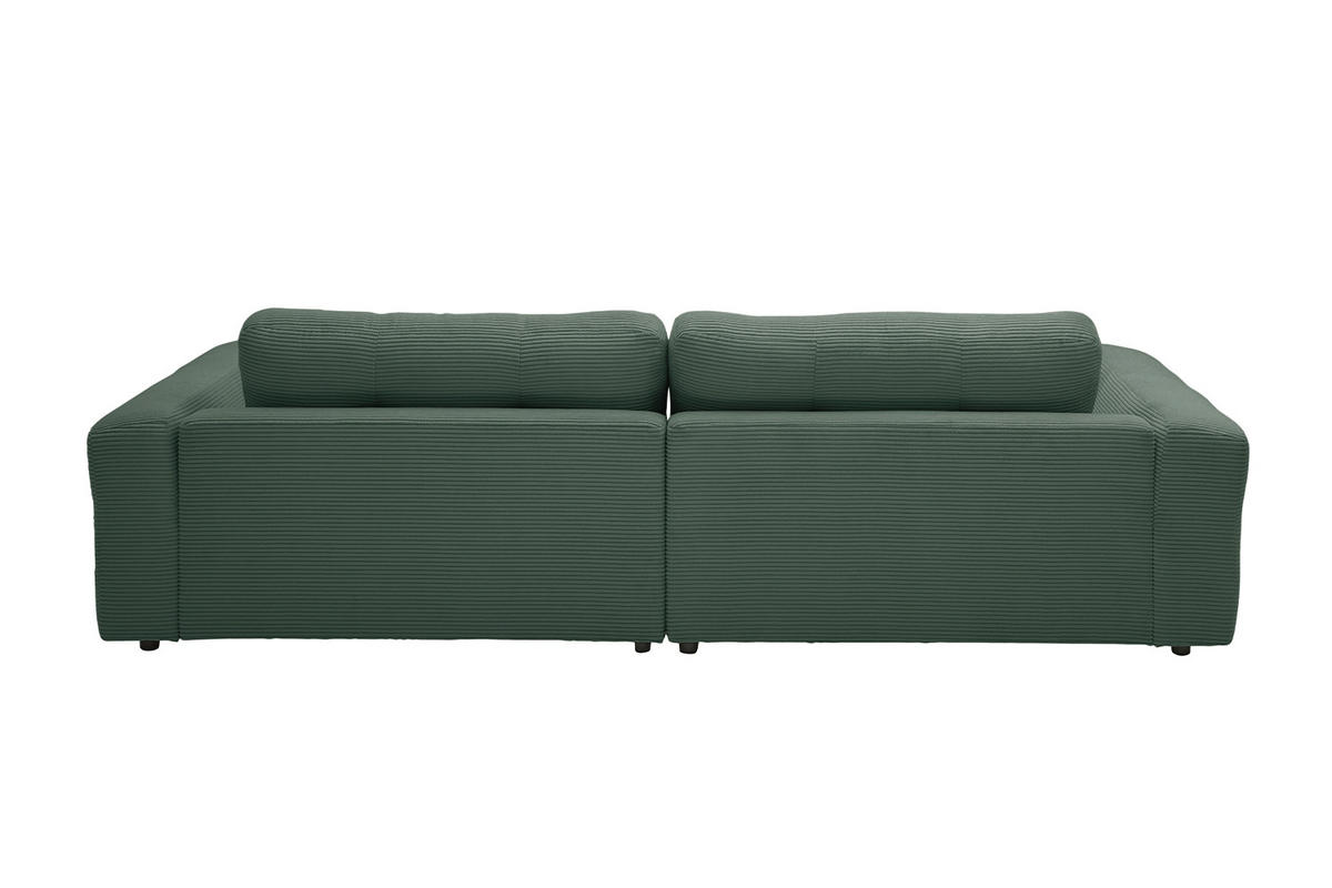 ECKSOFA MIKA Smaragdgrün Cord - Smaragdgrün/Schwarz, Kunststoff/Textil (276/167cm) - KAWOLA