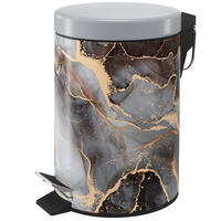 KOSMETIKEIMER Marmor Abstrakt - Goldfarben/Braun, Kunststoff/Metall (17/25/25cm) - Sanilo